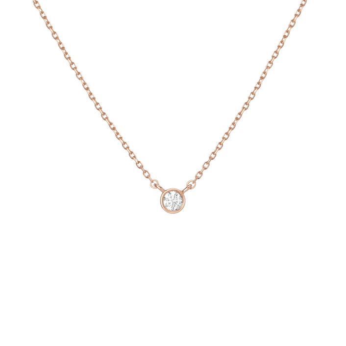 XL Diamond Bezel Necklace Rose Gold 14K 18K First