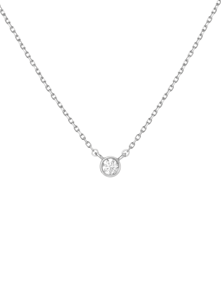 XL Diamond Bezel Necklace White Gold 14K 18K First