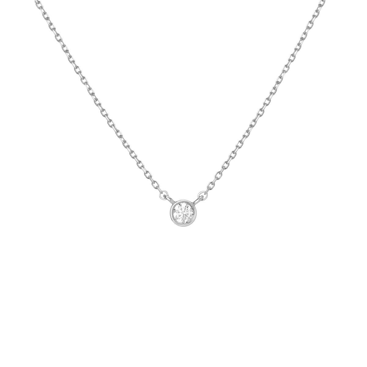 XL Diamond Bezel Necklace White Gold 14K 18K First