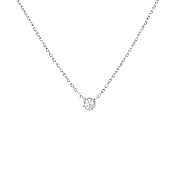 XL Diamond Bezel Necklace White Gold 14K 18K First