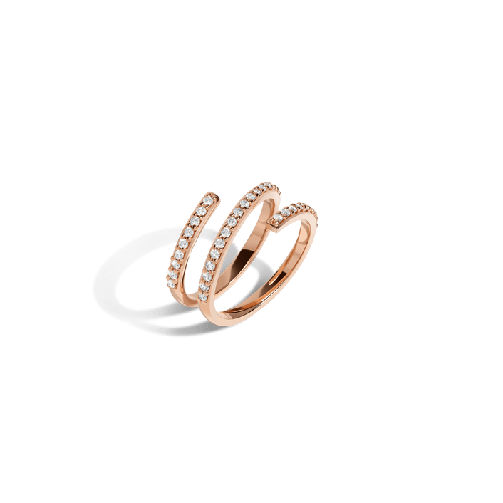 Wraparound Ring  Rose Gold Vermeil 14k Rose Gold 18k Rose Gold White Diamonds Half Side   Front First