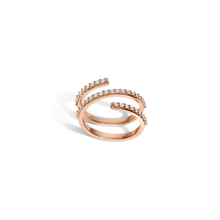 Wraparound Ring  Rose Gold Vermeil 14k Rose Gold 18k Rose Gold White Diamonds