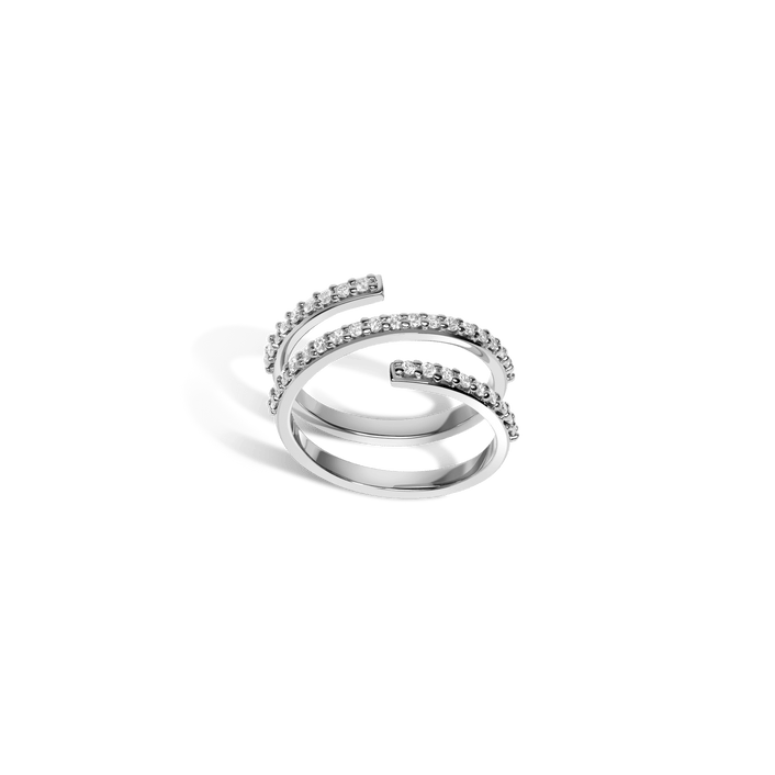 Wraparound Ring  Sterling Silver White Gold Vermeil 14k White Gold 18k White Gold White Diamonds