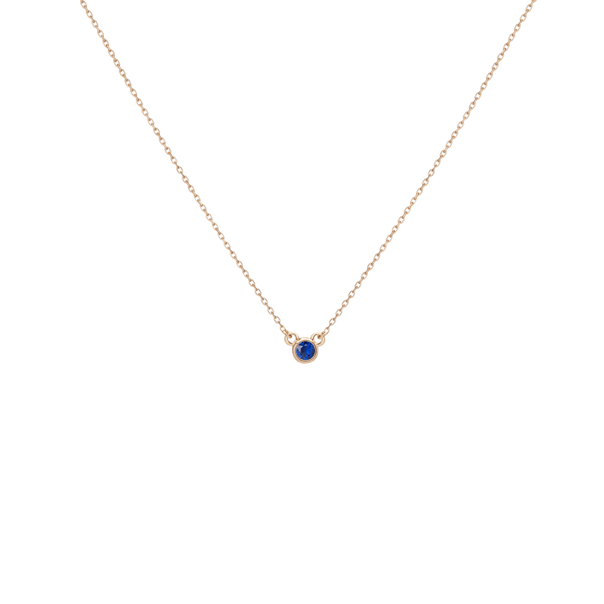Birthstone Necklace Blue Sapphire - Sep 14K 18K Yellow Gold First
