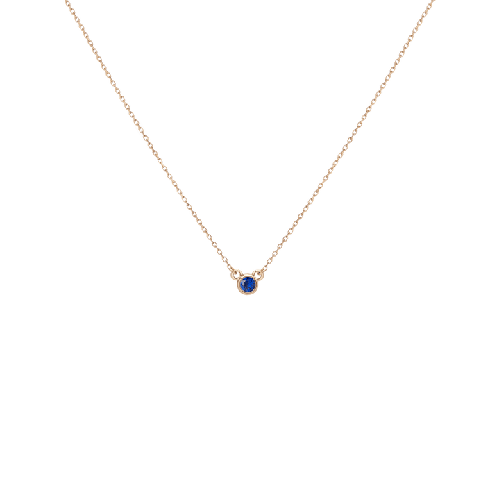 Birthstone Necklace Blue Sapphire - Sep 14K 18K Yellow Gold First