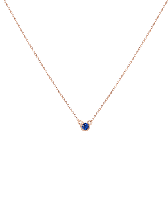 Birthstone Necklace Blue Sapphire - Sep 14K 18K Rose Gold First