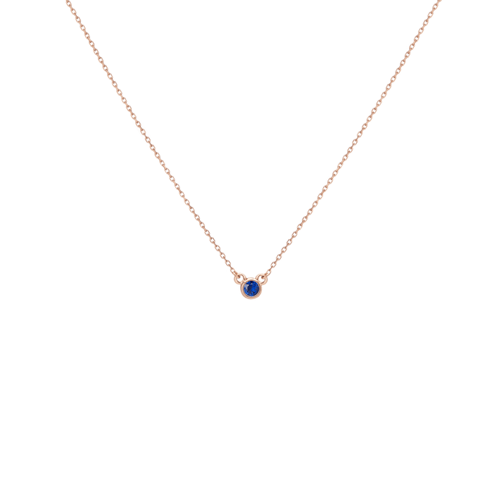 Birthstone Necklace Blue Sapphire - Sep 14K 18K Rose Gold First