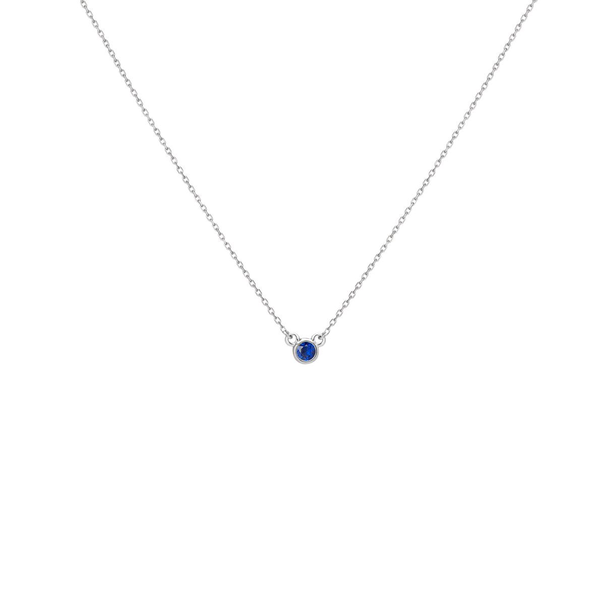 Birthstone Necklace Blue Sapphire - Sep 14K 18K White Gold First