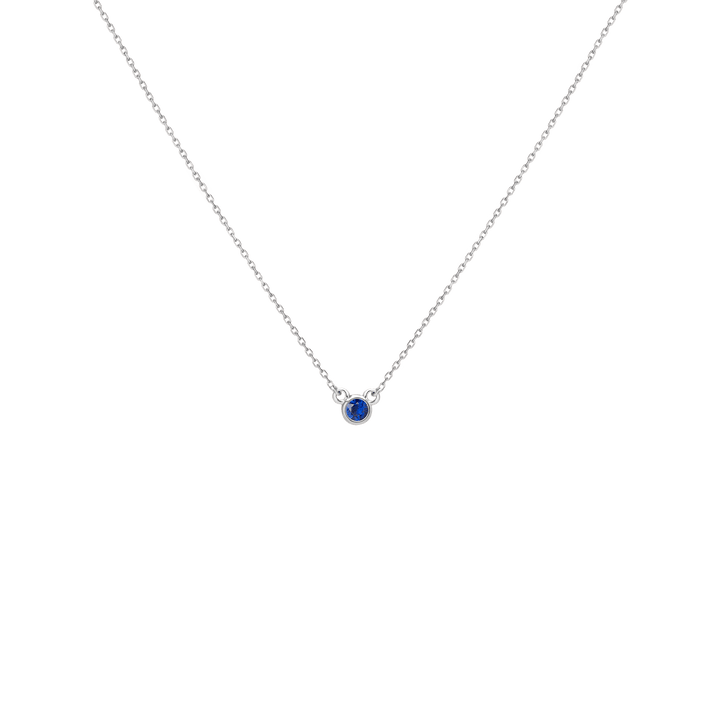 Birthstone Necklace Blue Sapphire - Sep 14K 18K White Gold First