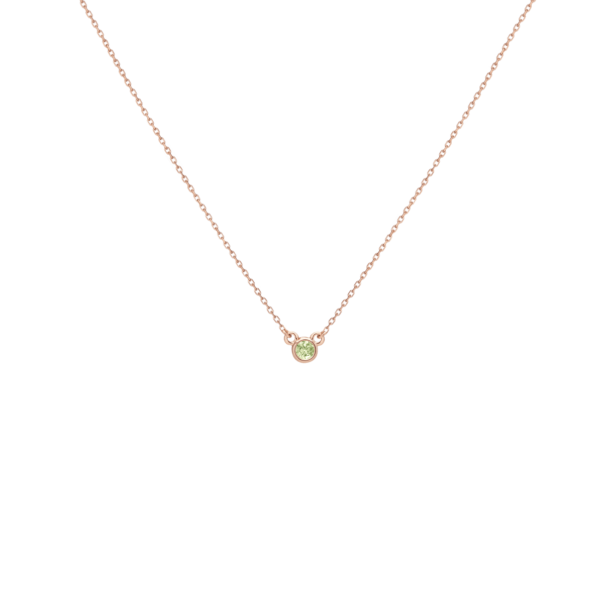 Birthstone Necklace Peridot - Aug 14K 18K Rose Gold