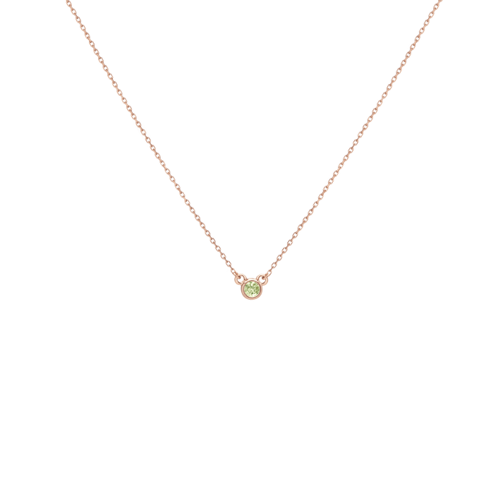 Birthstone Necklace Peridot - Aug 14K 18K Rose Gold