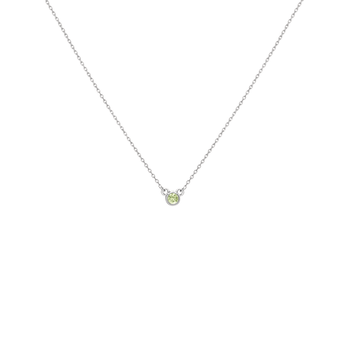 Birthstone Necklace Peridot - Aug 14K 18K White Gold 