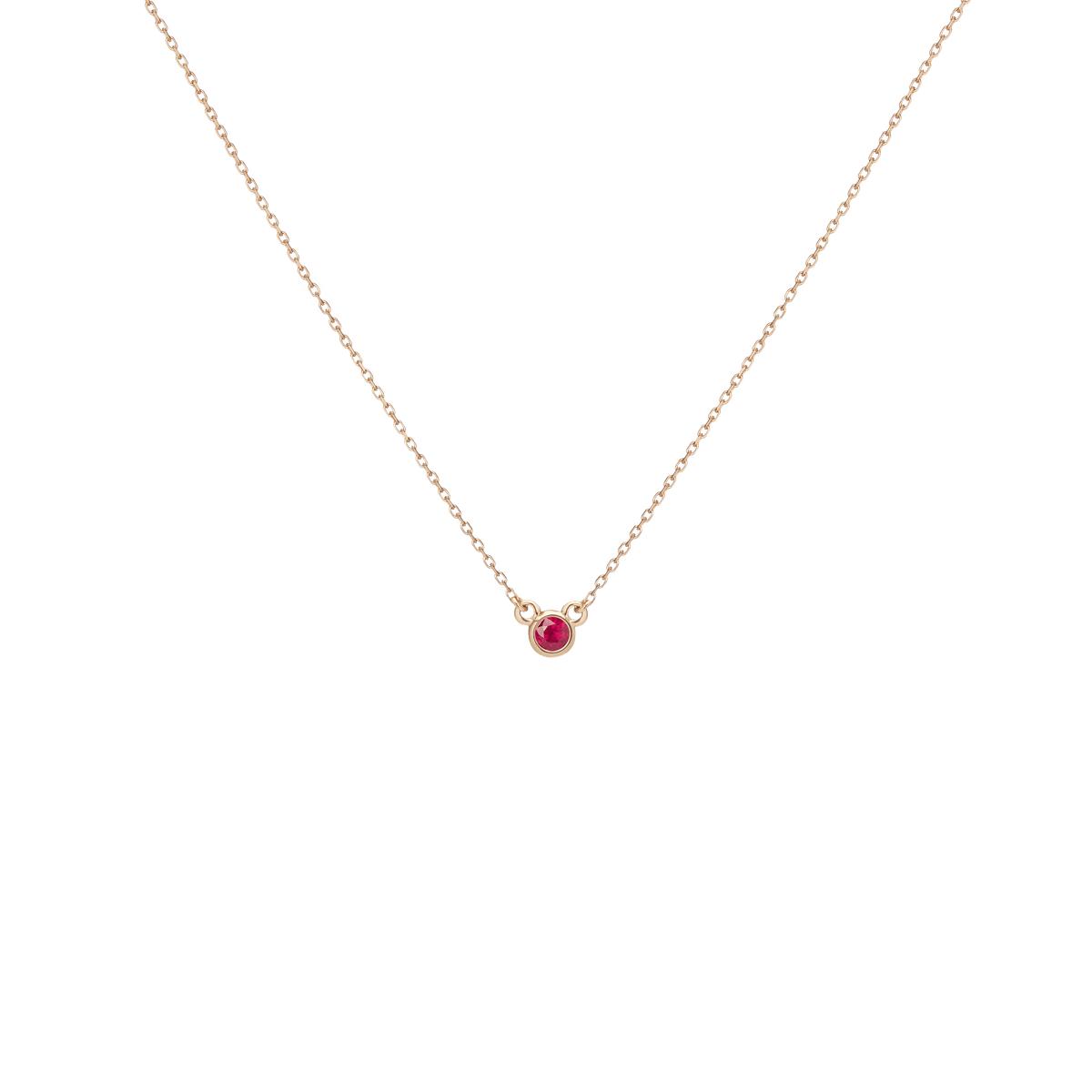 Birthstone Necklace Ruby - Jul 14K 18K Yellow Gold