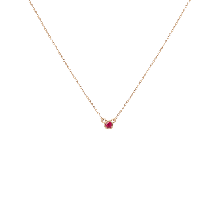 Birthstone Necklace Ruby - Jul 14K 18K Yellow Gold