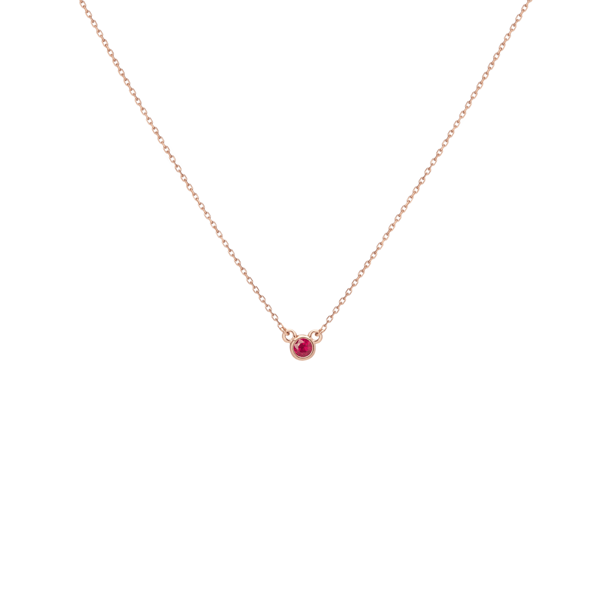 Birthstone Necklace Ruby - Jul 14K 18K Rose Gold