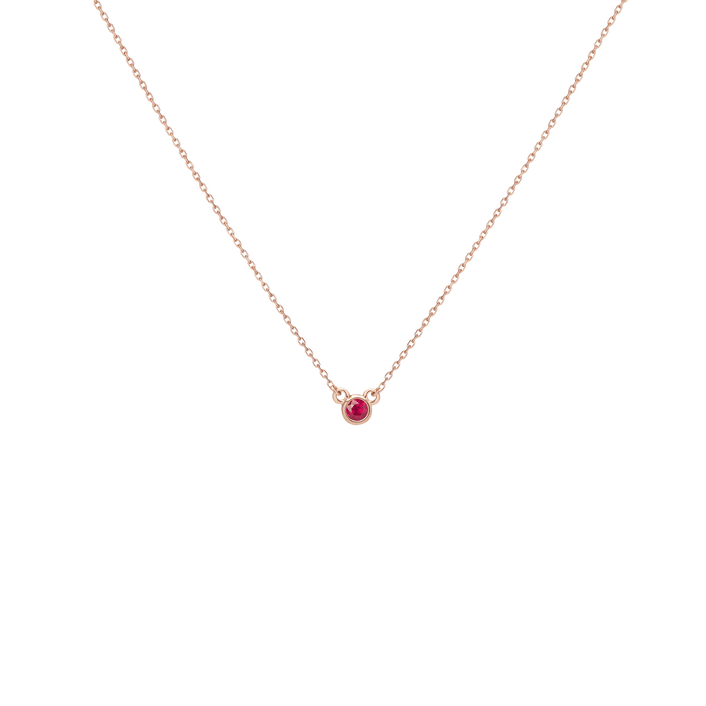 Birthstone Necklace Ruby - Jul 14K 18K Rose Gold