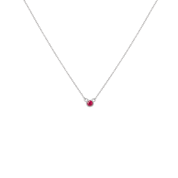 Birthstone Necklace Ruby - Jul 14K 18K White Gold