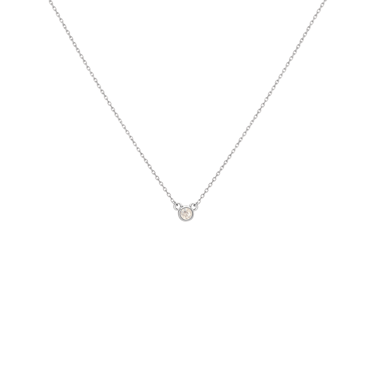 Birthstone Necklace White Topaz - Apr 14K 18K White Gold