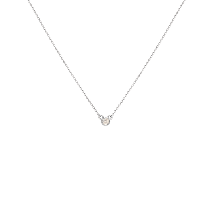 Birthstone Necklace White Topaz - Apr 14K 18K White Gold