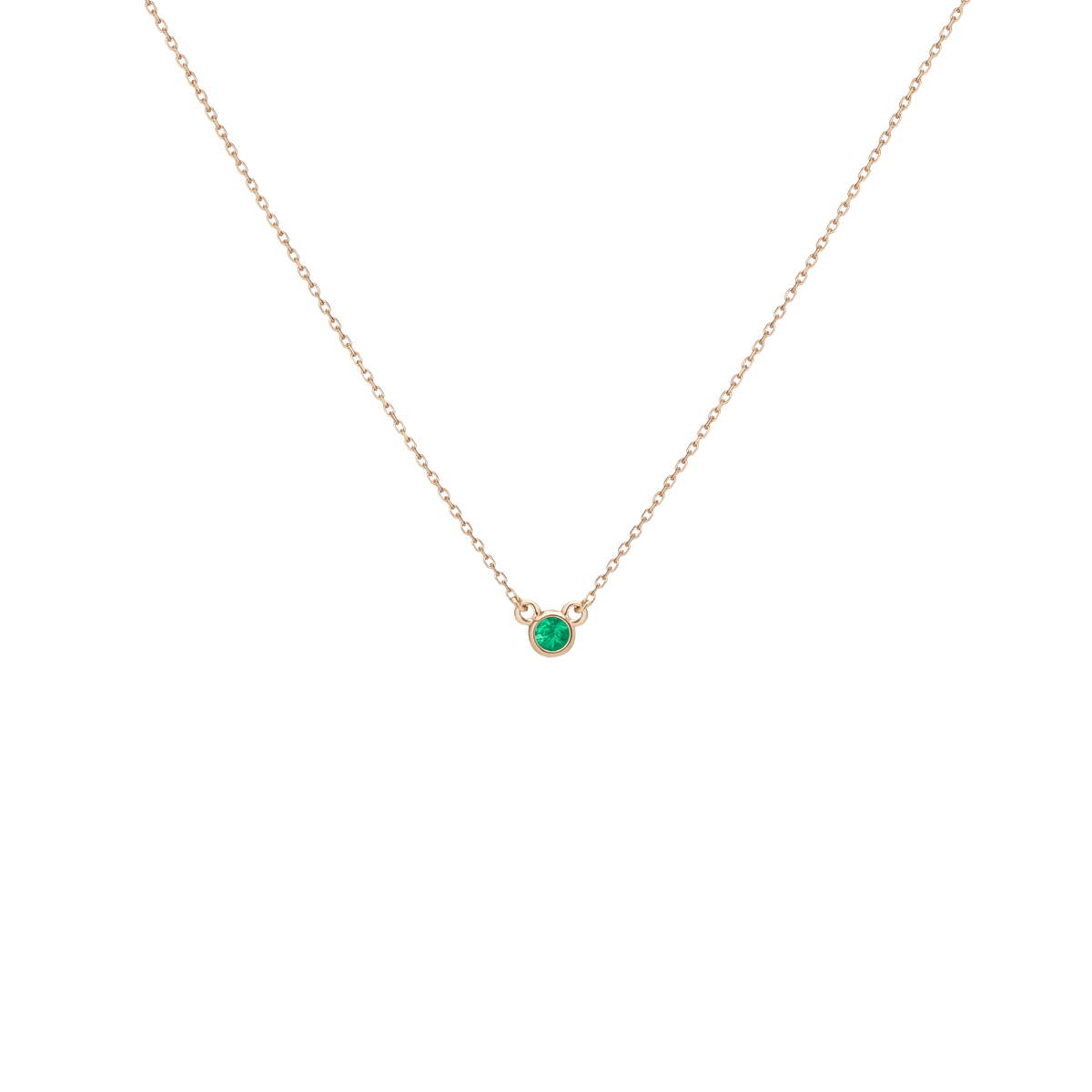 Birthstone Necklace Emerald - May 14K 18K Yellow Gold