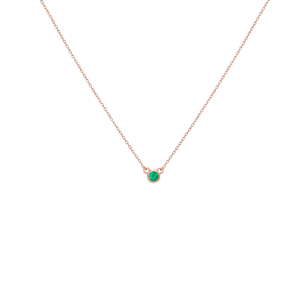 Birthstone Necklace Emerald - May 14K 18K Rose Gold