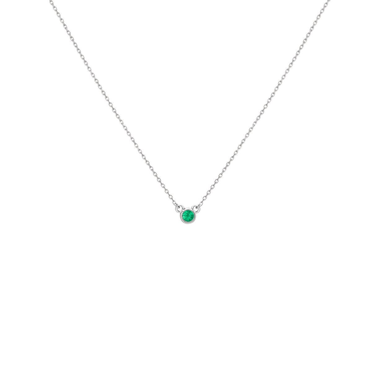 Birthstone Necklace Emerald - May 14K 18K White Gold