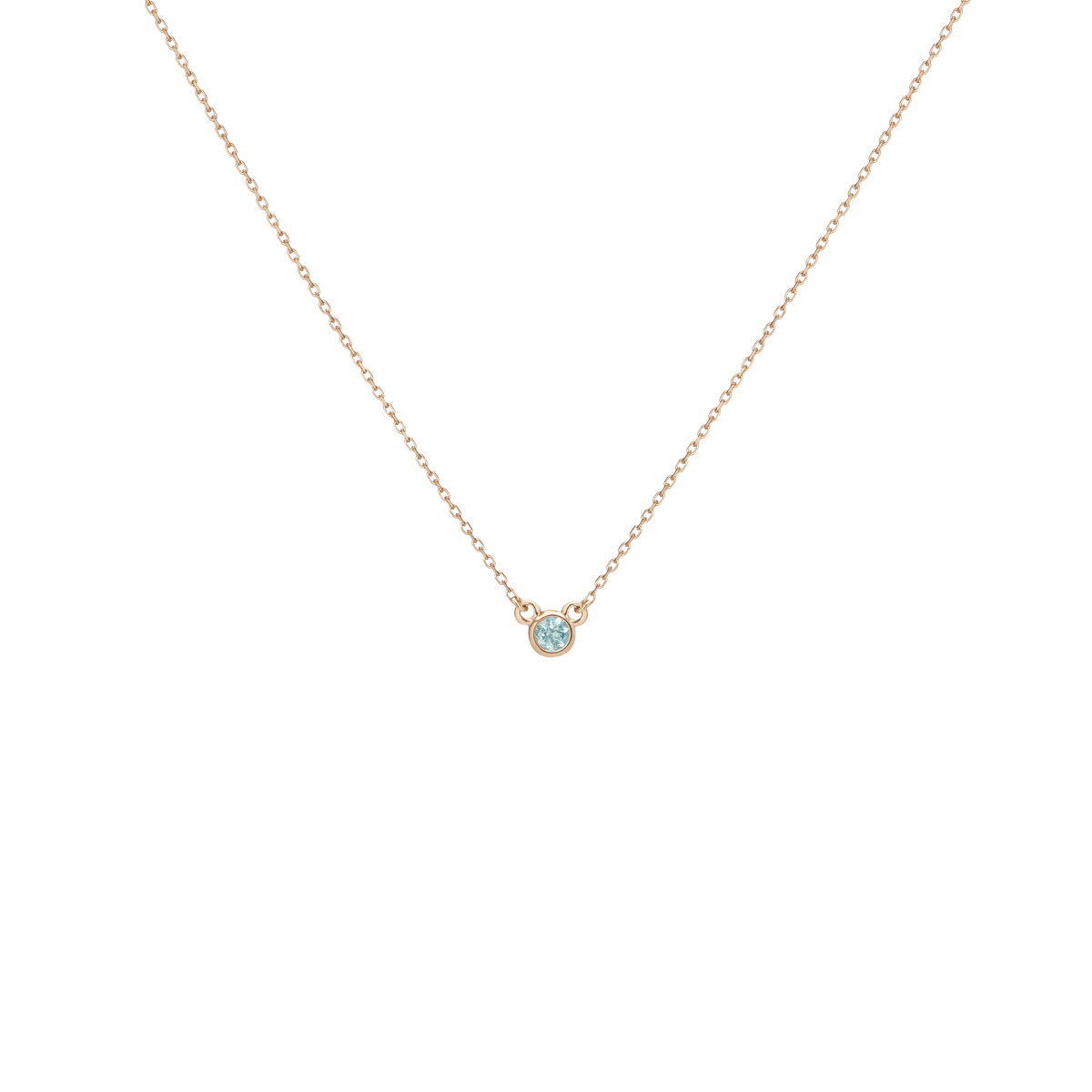 Birthstone Necklace Aquamarine - Mar 14K 18K Yellow Gold