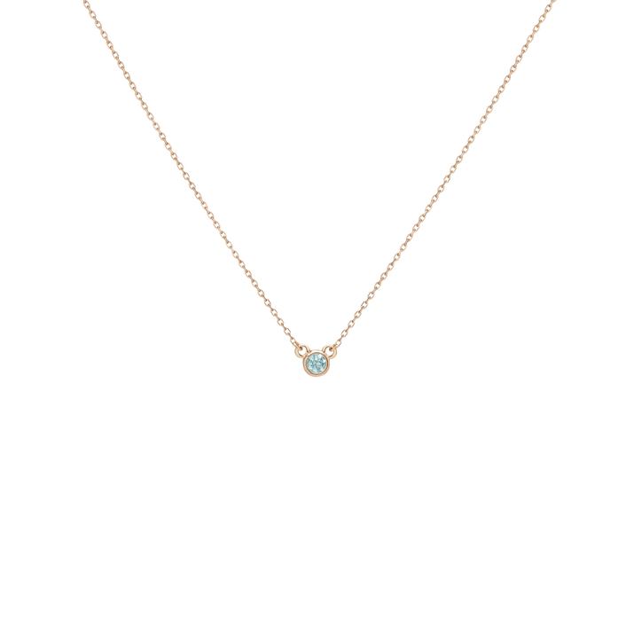 Birthstone Necklace Aquamarine - Mar 14K 18K Yellow Gold