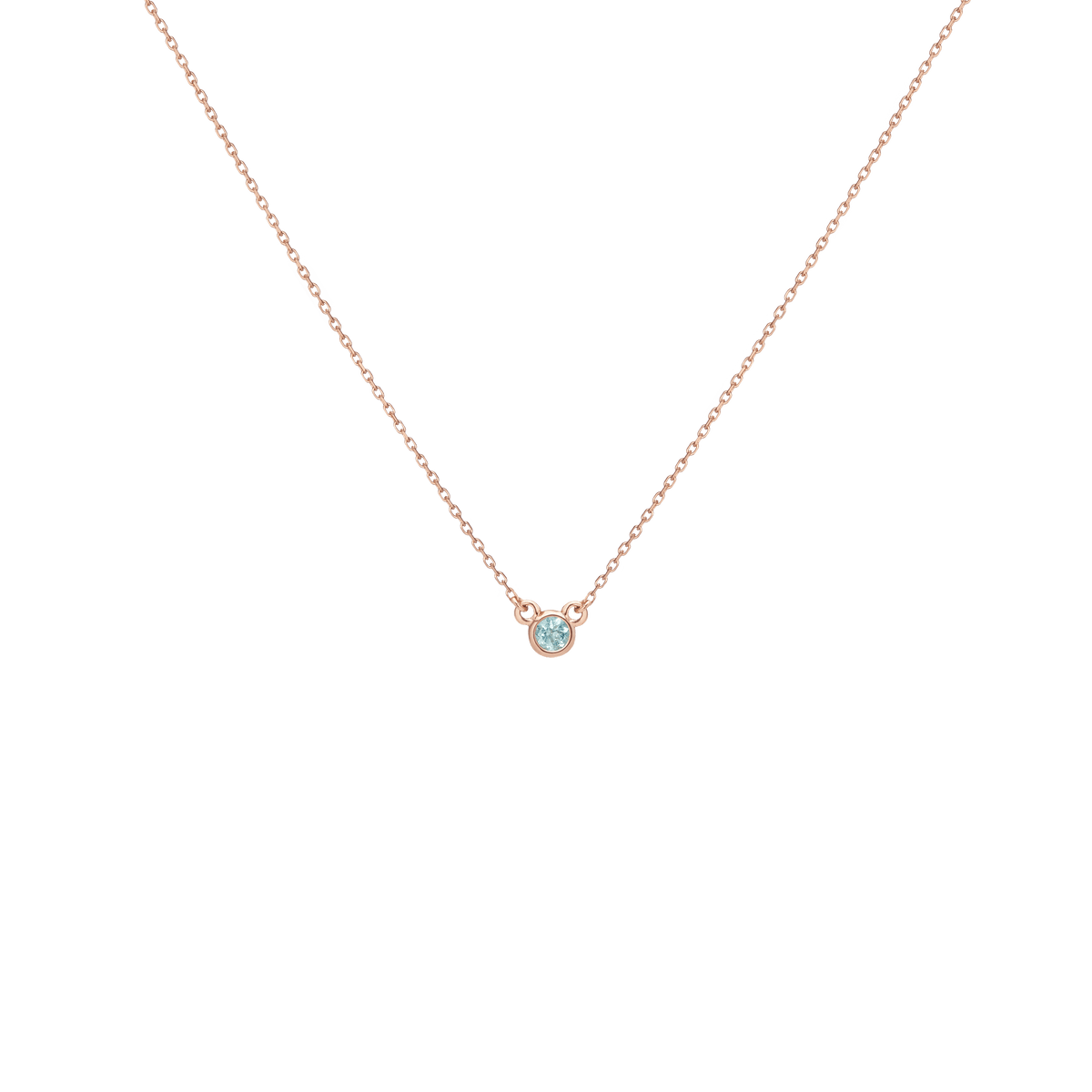 Birthstone Necklace Aquamarine - Mar 14K 18K Rose Gold