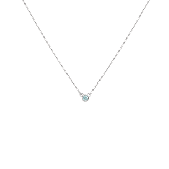 Birthstone Necklace Aquamarine - Mar 14K 18K White Gold