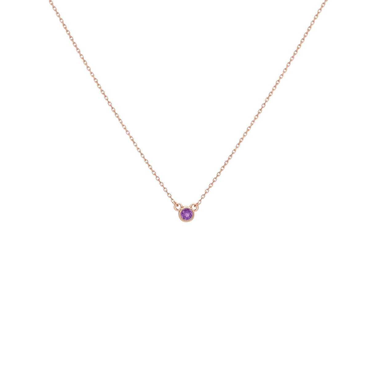 Birthstone Necklace Amethyst - Feb 14K 18K Rose Gold