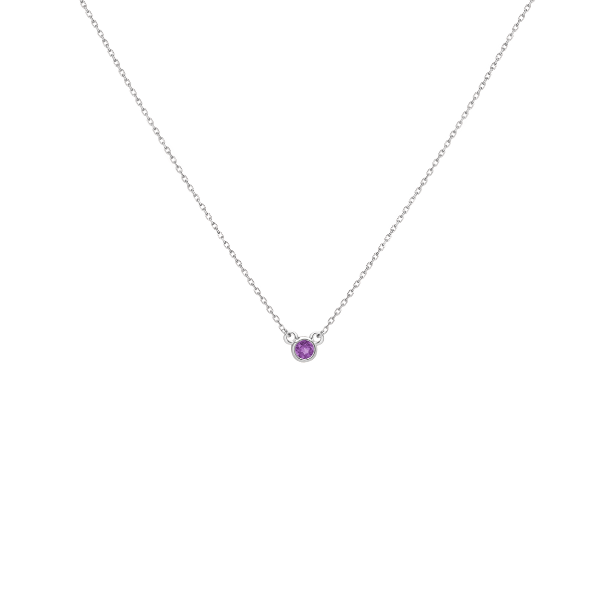 Birthstone Necklace Amethyst - Feb 14K 18K White Gold