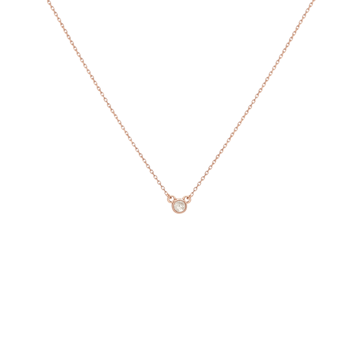 Birthstone Necklace Moonstone - Jun 14K 18K Rose Gold