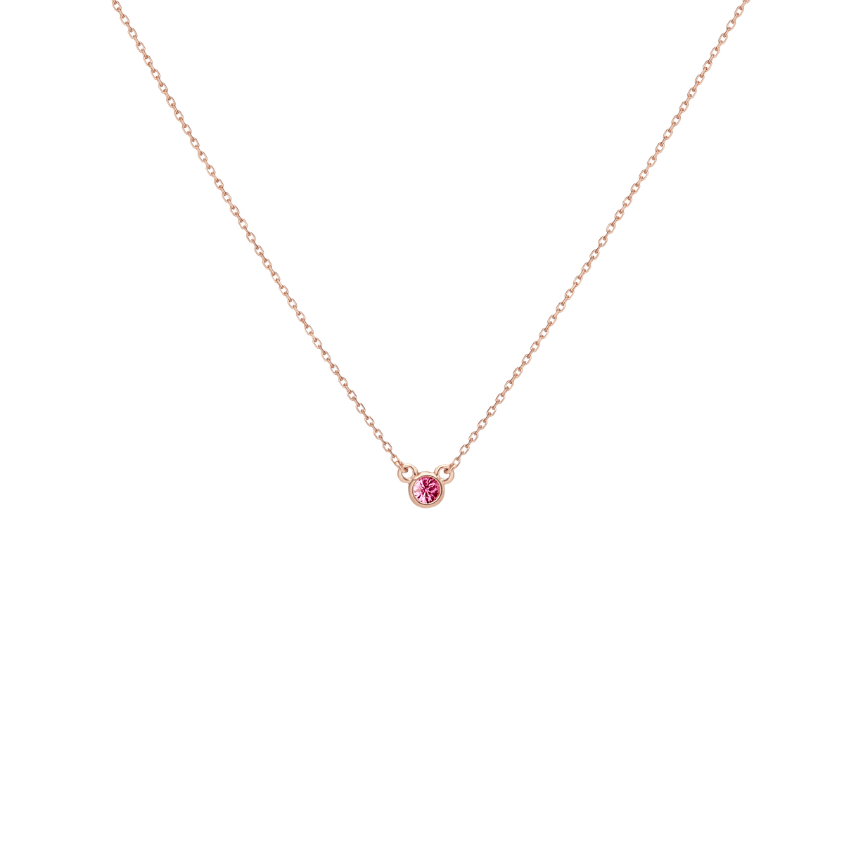 Birthstone Necklace Dark Pink Sapphire - Oct 14K 18K Rose Gold