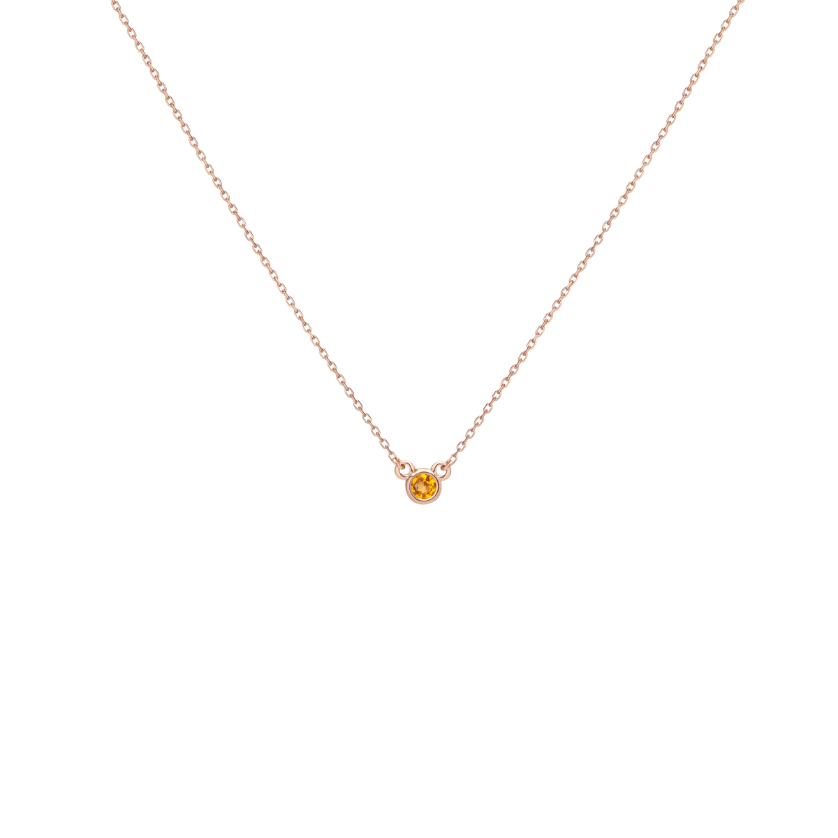 Birthstone Necklace Citrine - Nov 14K 18K Rose Gold