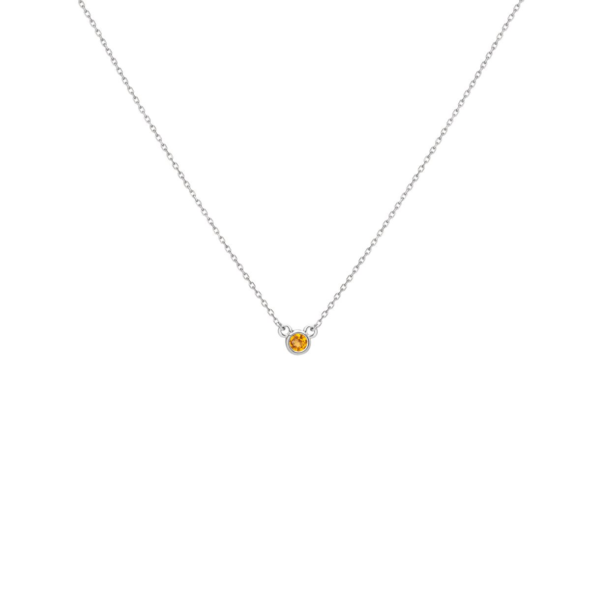 Birthstone Necklace Citrine - Nov 14K 18K White Gold
