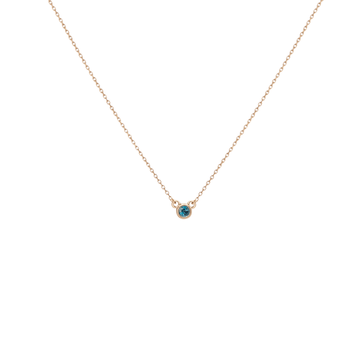 Birthstone Necklace London Blue Topaz - Dec 14K 18K Yellow Gold