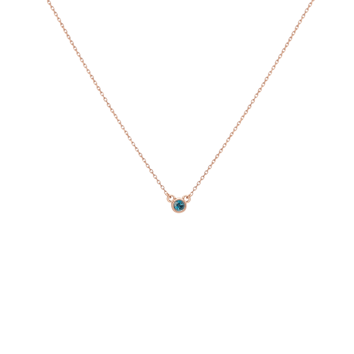 Birthstone Necklace London Blue Topaz - Dec 14K 18K Rose Gold