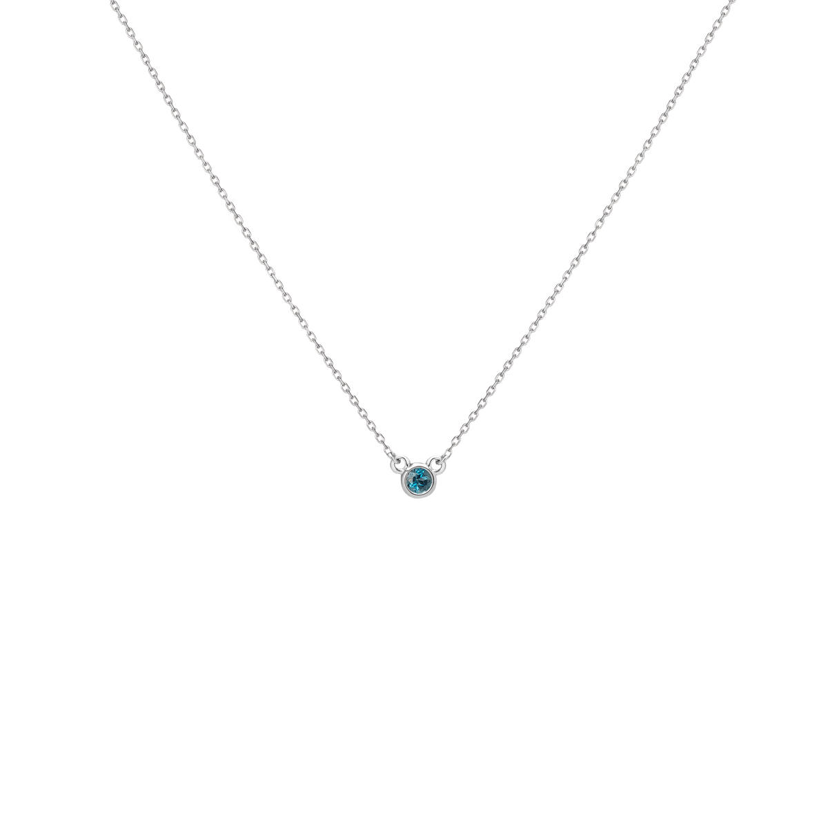 Birthstone Necklace London Blue Topaz - Dec 14K 18K White Gold