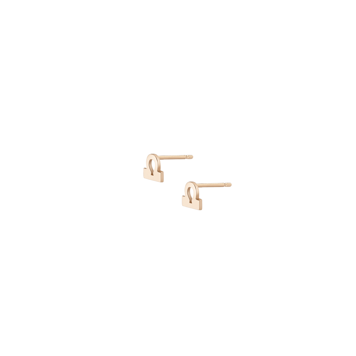 Zodiac Stud Earrings Libra Gold Vermeil 14K 18K Yellow Gold Single | Pair Side