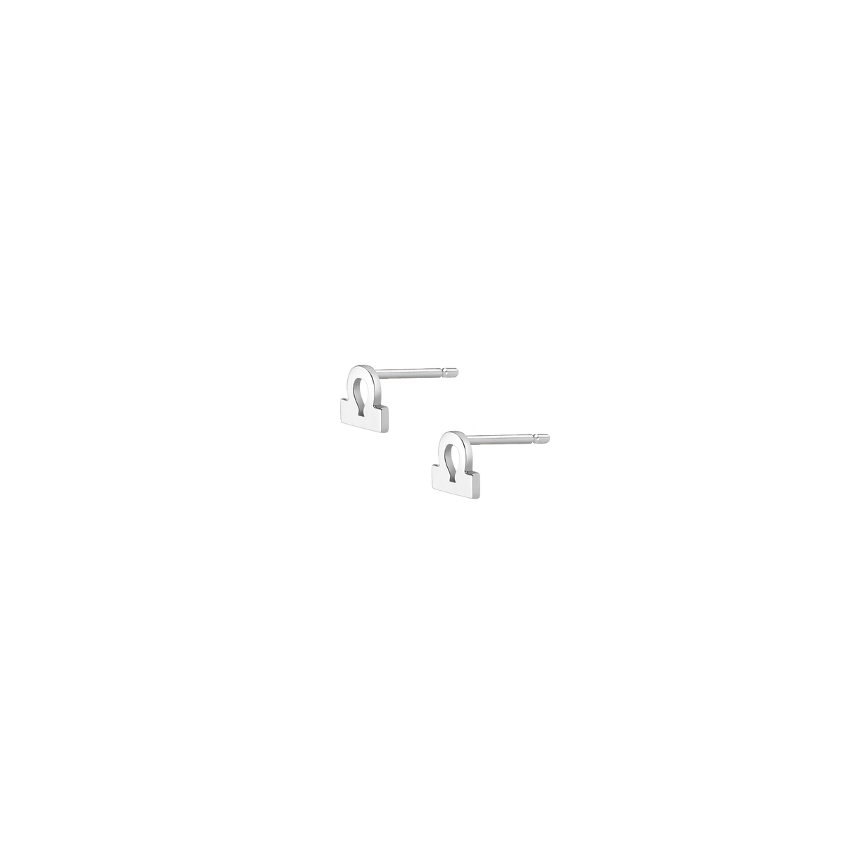 Zodiac Stud Earrings Libra Gold Vermeil 14K 18K White Gold Single | Pair Side