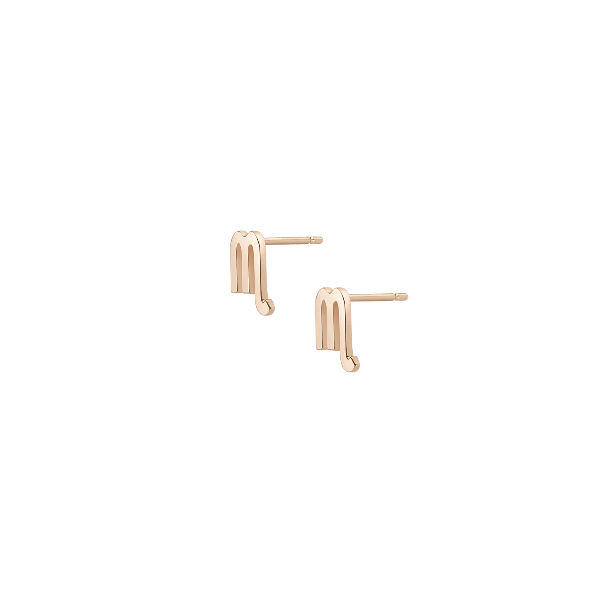 Zodiac Stud Earrings Scorpio Gold Vermeil 14K 18K Yellow Gold Single | Pair Side