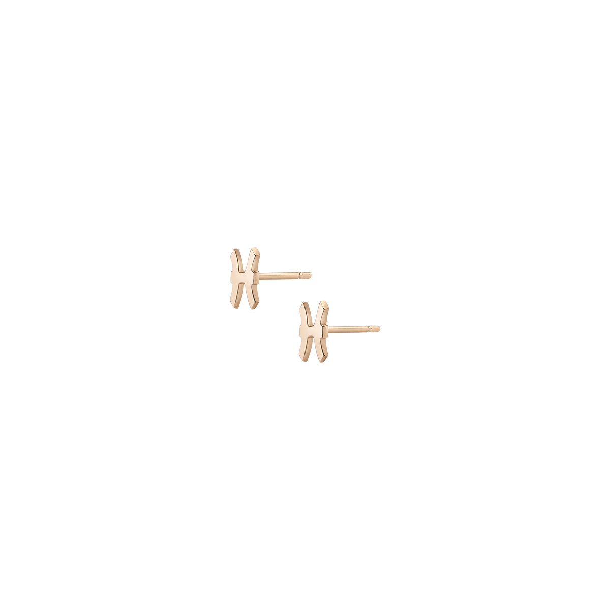 Zodiac Stud Earrings Pisces Gold Vermeil 14K 18K Yellow Gold Single | Pair Side