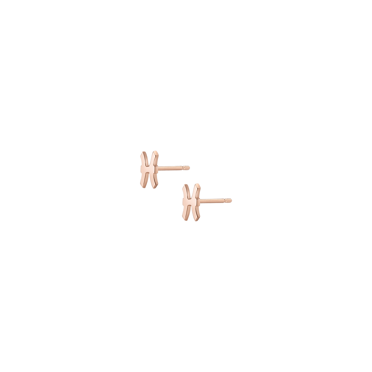 Zodiac Stud Earrings Pisces Gold Vermeil 14K 18K Rose Gold Single | Pair Side
