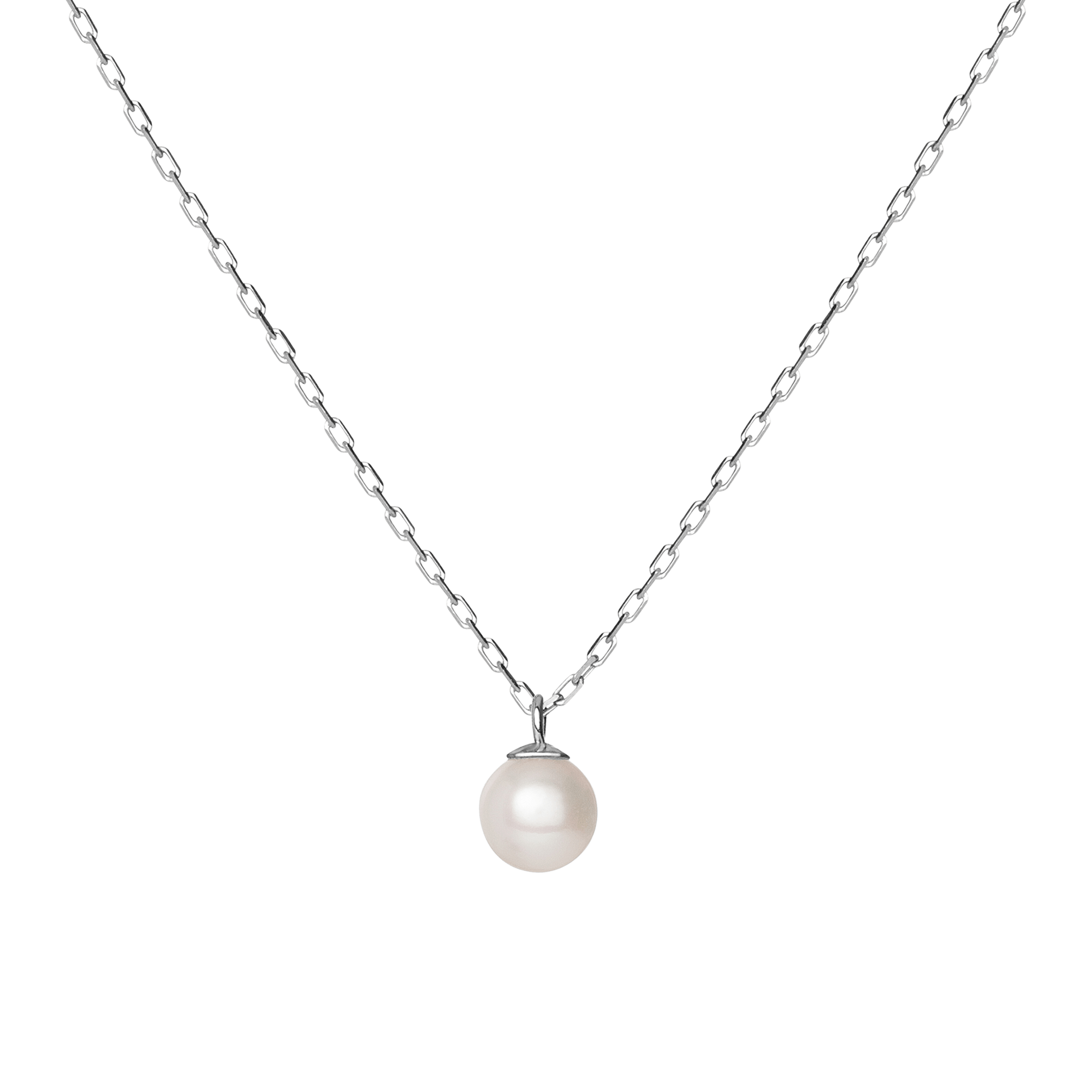 Simple Pearl Necklace in Yellow, Rose or White Gold