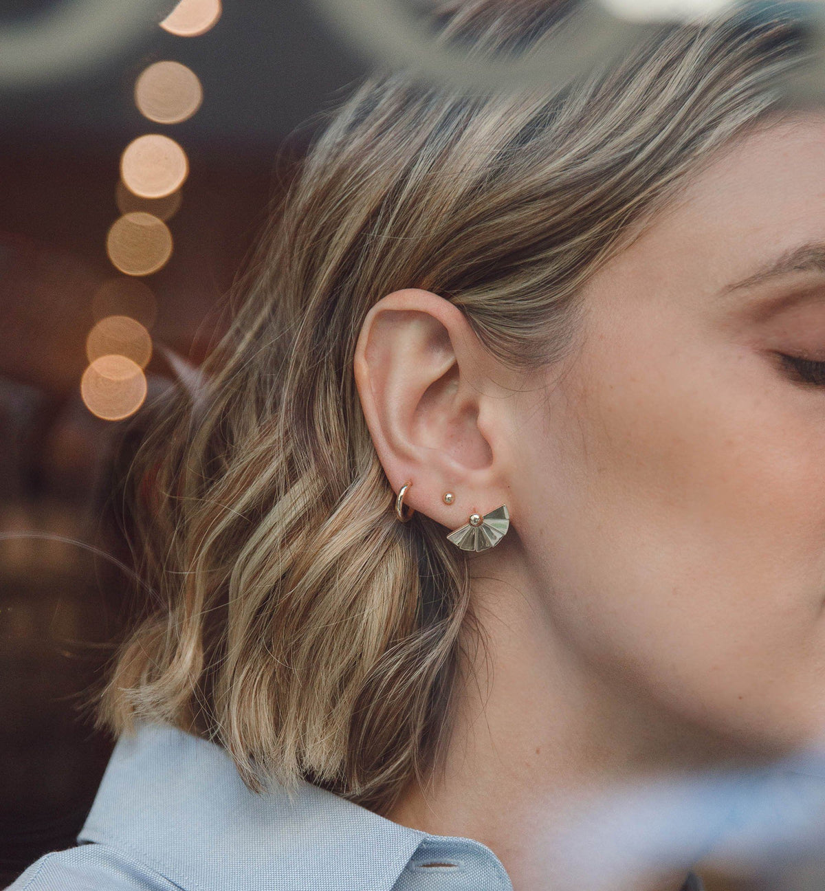 Gold Ball Studs Lifestyle Model