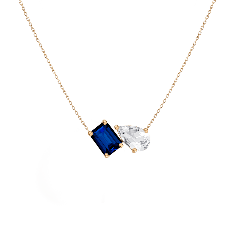 Toi et Moi Emerald Cut Gemstone Pendant Necklace