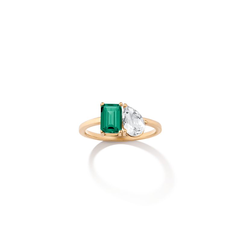 Toi et Moi Rose Gold Emerald Gemstone Ring