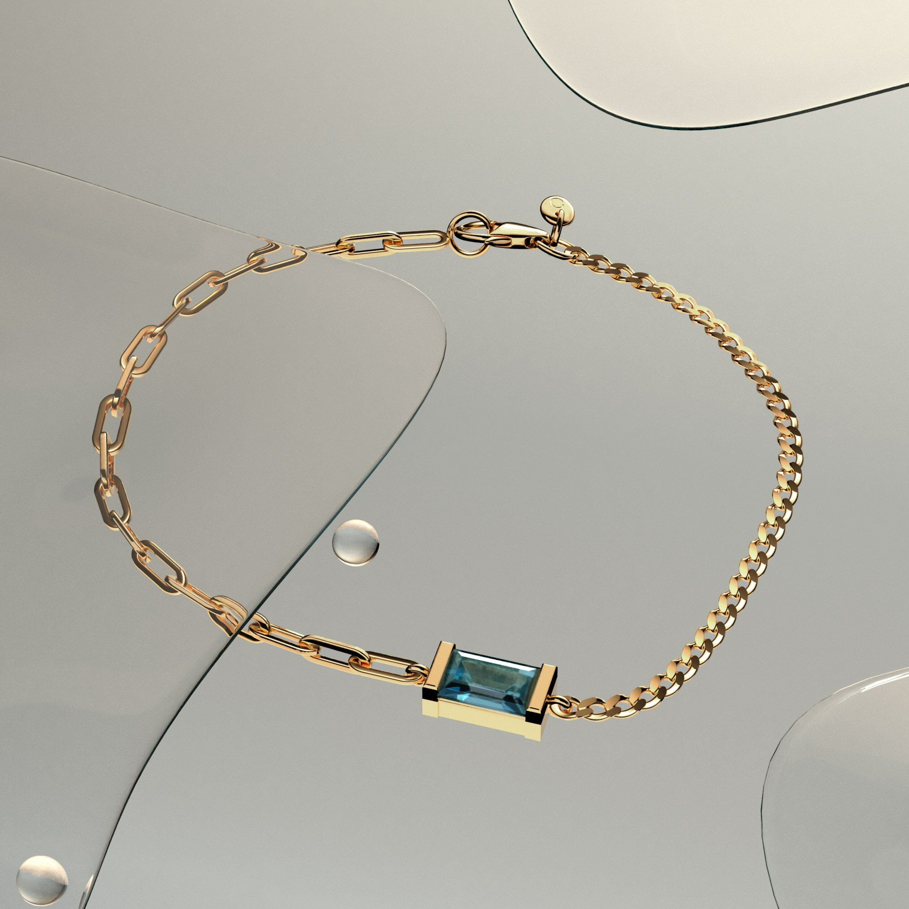 AURATE X MICHELLE Tranquility Blue Topaz Chain Bracelet