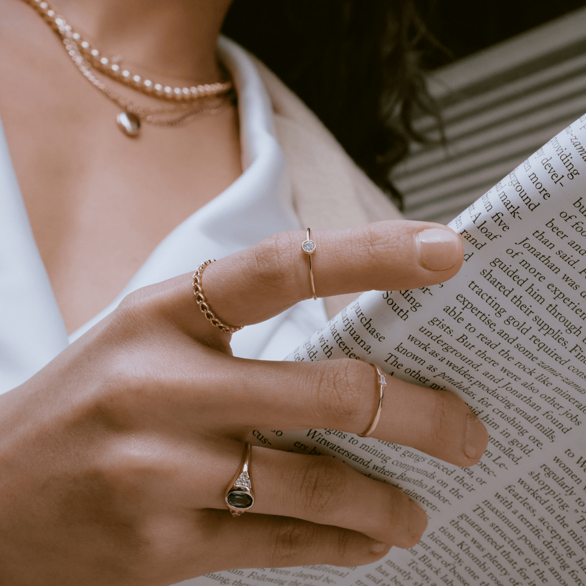 Solo Baguette Diamond Ring in Yellow Rose or White Gold